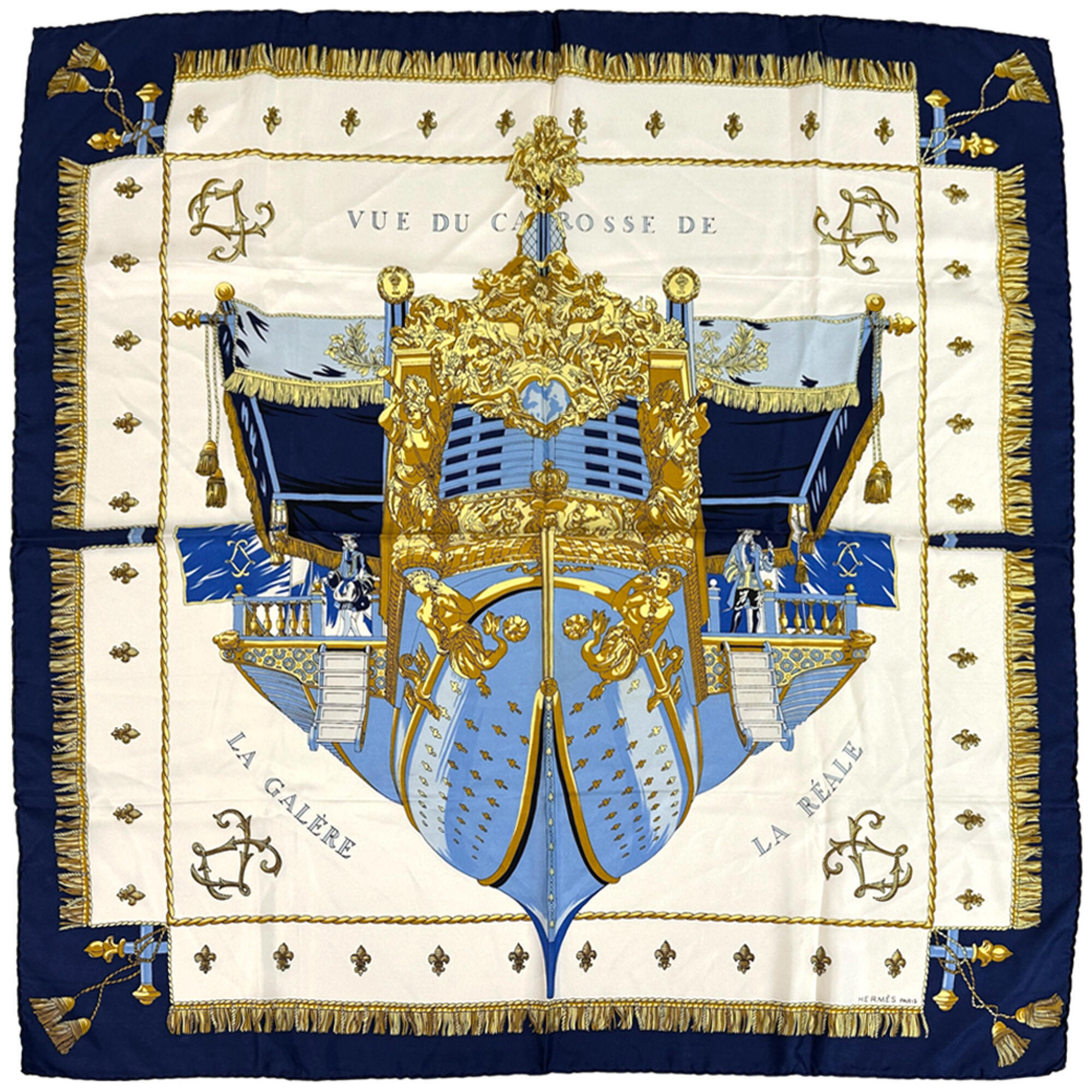 Hermes Scarf/Muffler, Vue Du Carrosse De La Galere Reale (The Queen's Coronat...